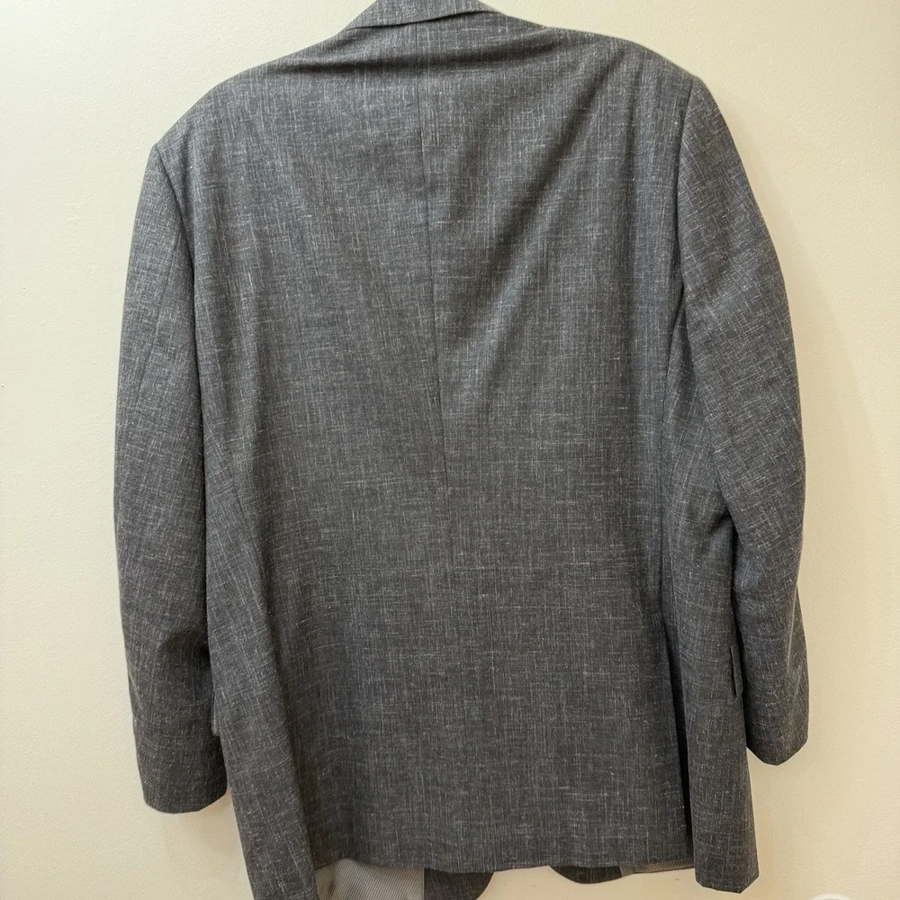 Paul Fredrick Men's Gray Blazer Sport Coat Single Breasted Wool Silk Linen 46L